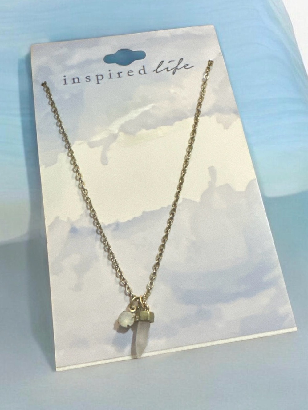 Inspire Gold Talisman Pendant Necklace - White Crystal Accent
1916